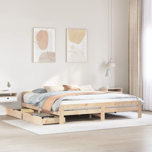 Bed frame without Mattress 200x200 cm Solid Wood Pine