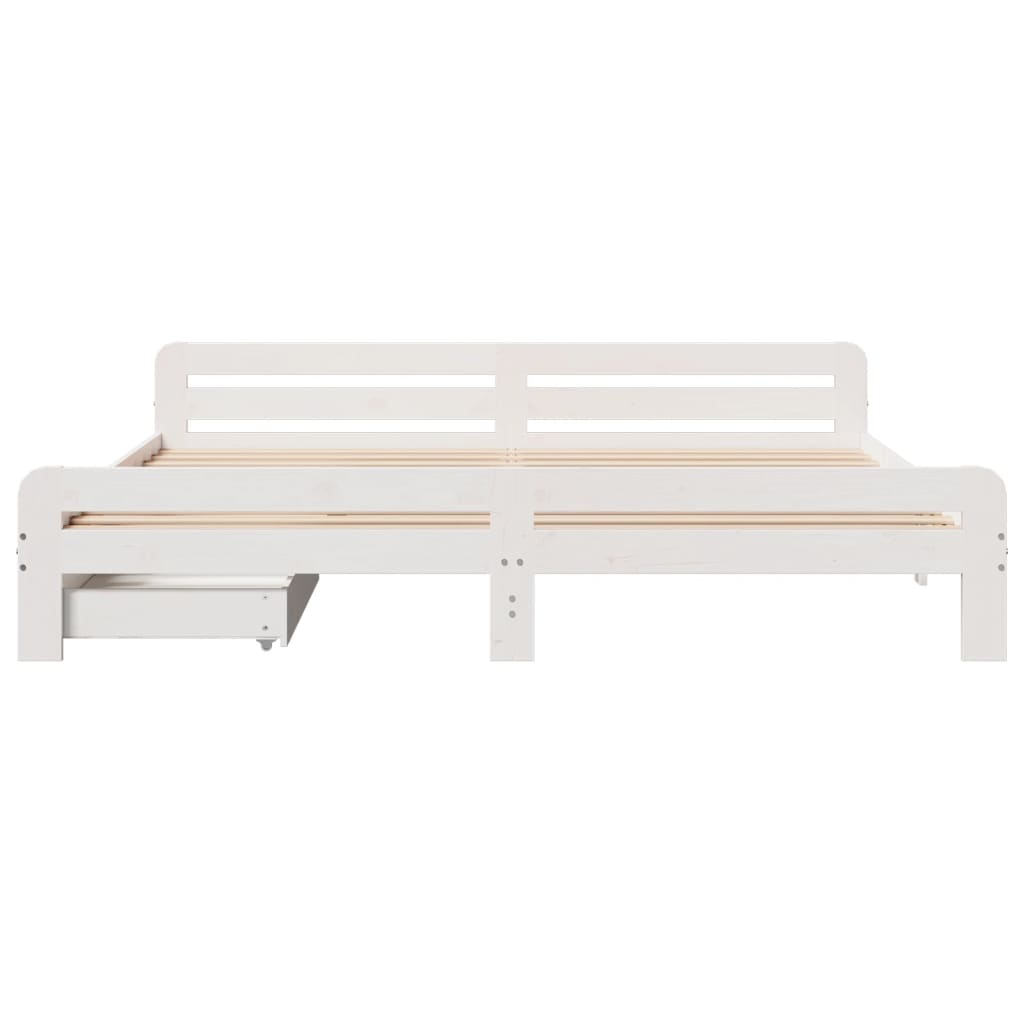 Bed frame without Mattress White 200x200 cm Solid Wood Pine