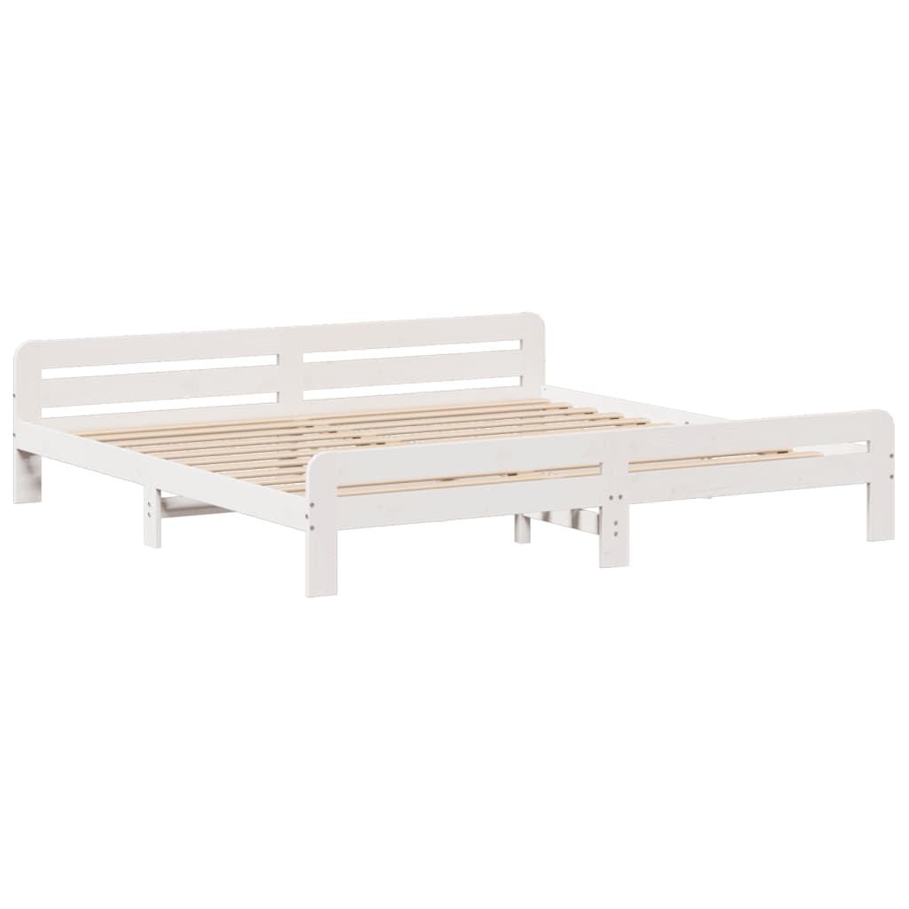 Bed frame without Mattress White 200x200 cm Solid Wood Pine