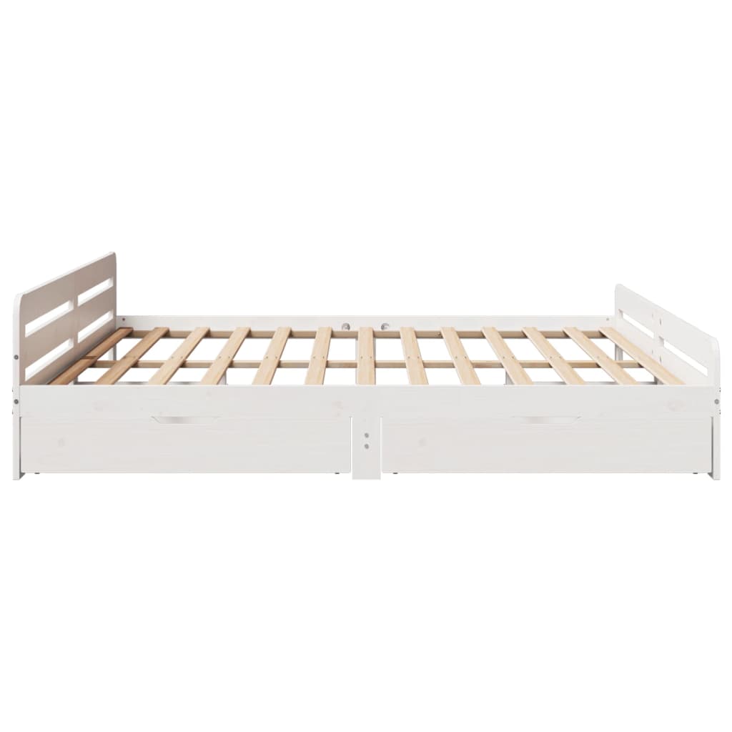 Bed frame without Mattress White 200x200 cm Solid Wood Pine