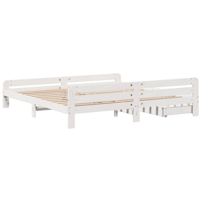 Bed frame without Mattress White 200x200 cm Solid Wood Pine