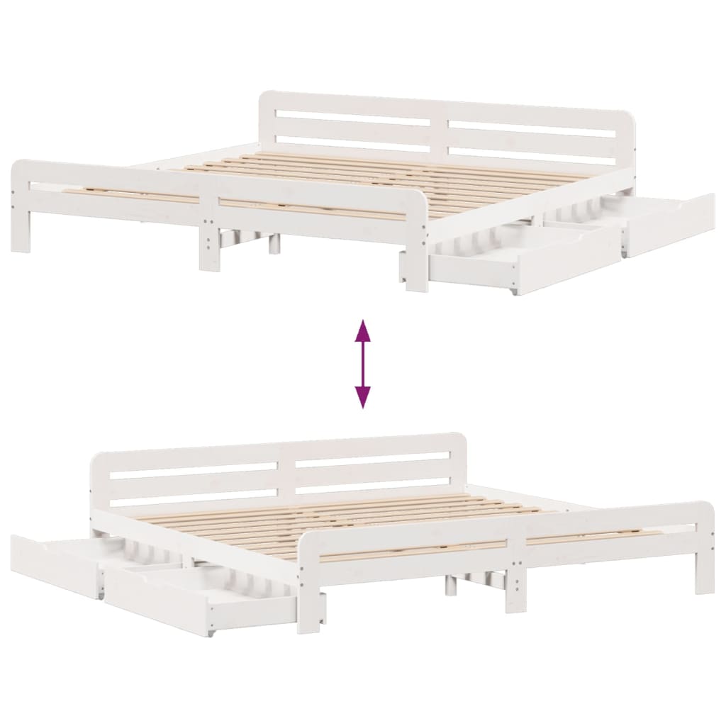 Bed frame without Mattress White 200x200 cm Solid Wood Pine