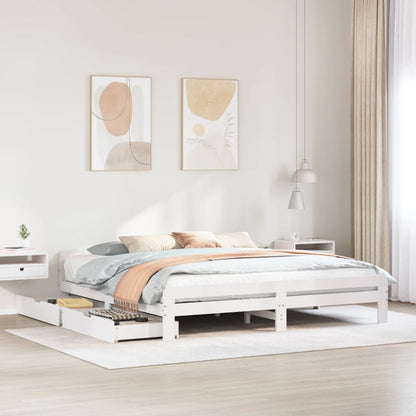 Bed frame without Mattress White 200x200 cm Solid Wood Pine