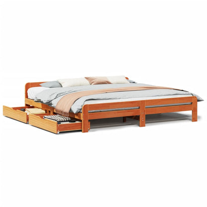 Bed frame without Mattress Wax Brown 200x200 cm Solid Wood Pine