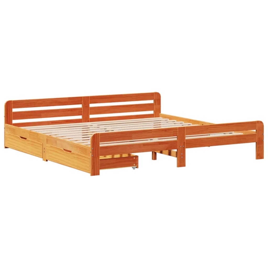 Bed frame without Mattress Wax Brown 200x200 cm Solid Wood Pine