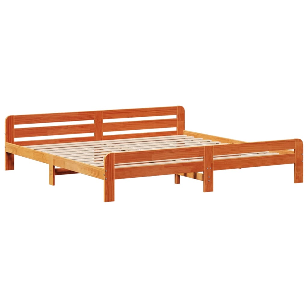 Bed frame without Mattress Wax Brown 200x200 cm Solid Wood Pine