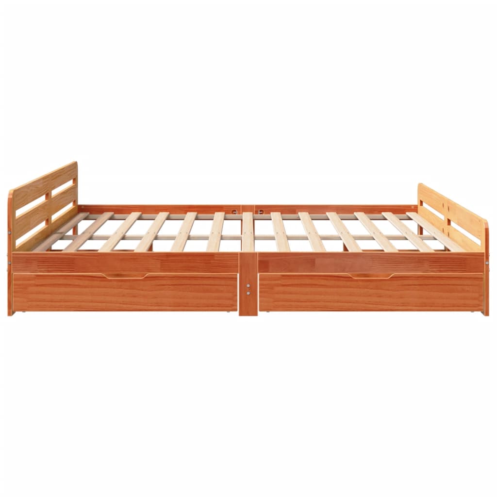 Bed frame without Mattress Wax Brown 200x200 cm Solid Wood Pine