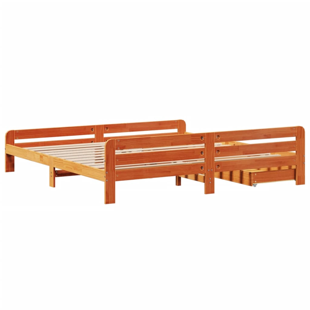 Bed frame without Mattress Wax Brown 200x200 cm Solid Wood Pine