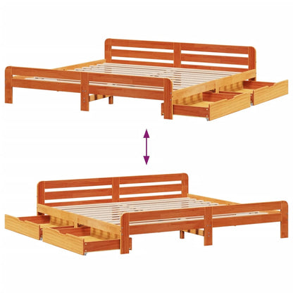 Bed frame without Mattress Wax Brown 200x200 cm Solid Wood Pine