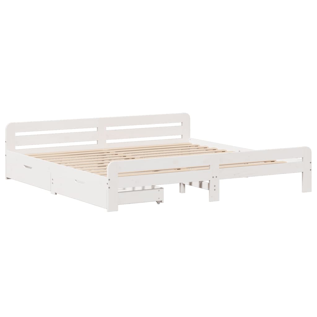 Bed frame without Mattress White 180x200 cm Super King Solid Wood Pine