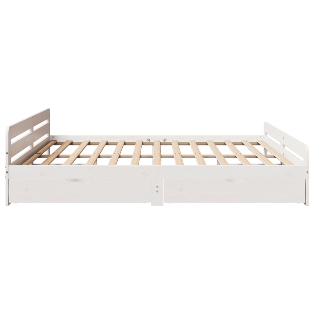 Bed frame without Mattress White 180x200 cm Super King Solid Wood Pine