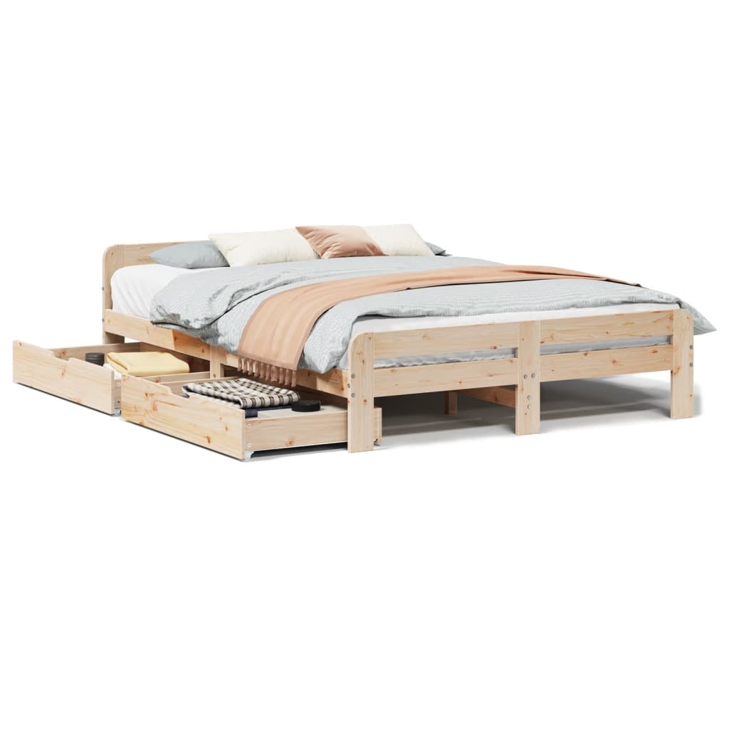 Bed frame without Mattress 160x200 cm Solid Wood Pine