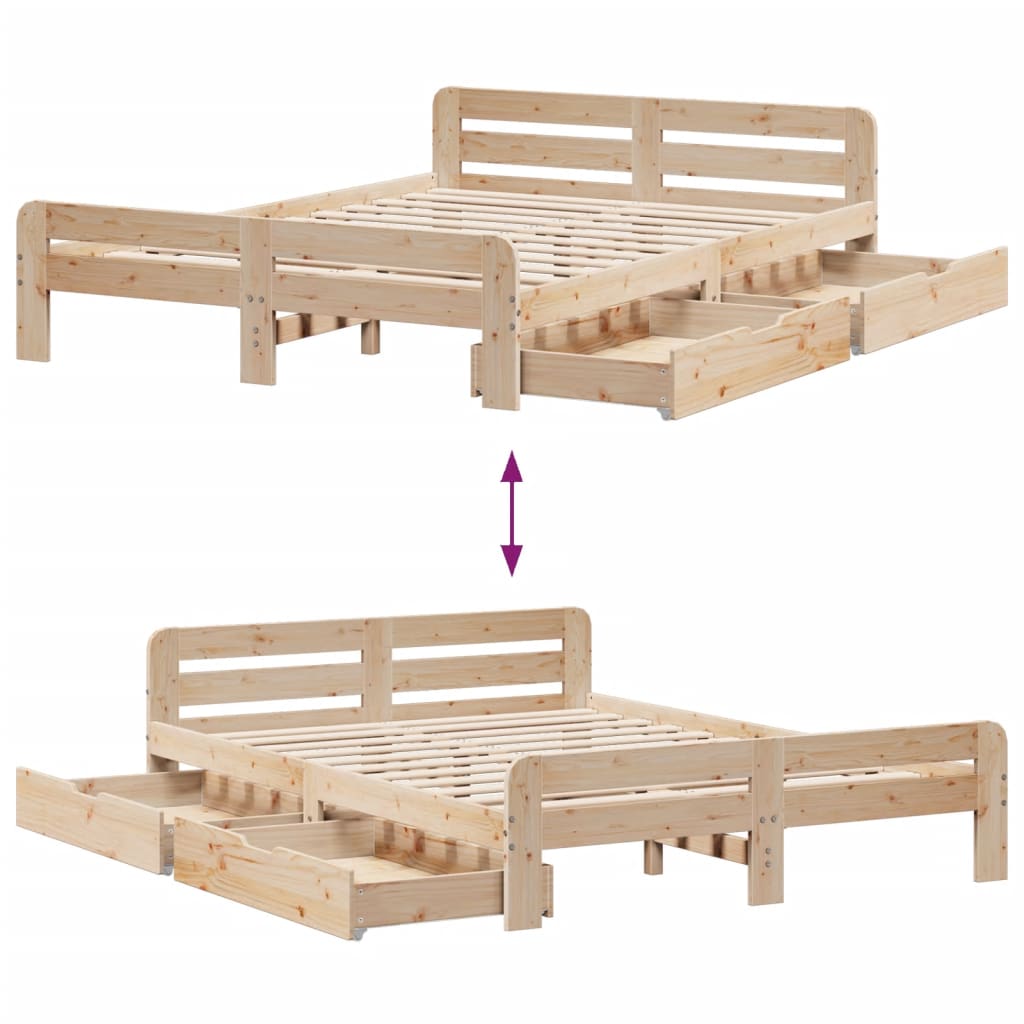 Bed frame without Mattress 160x200 cm Solid Wood Pine