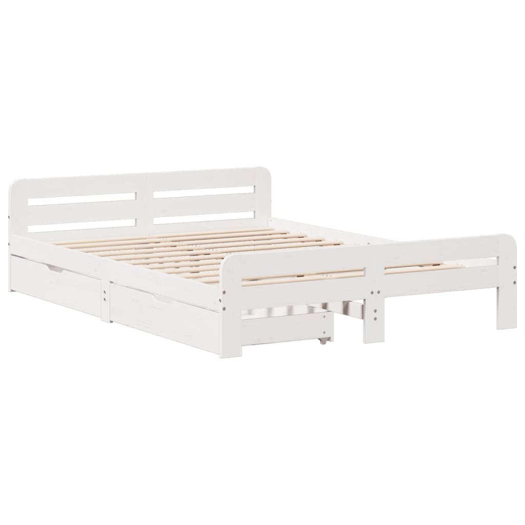 Bed frame without Mattress White 160x200 cm Solid Wood Pine