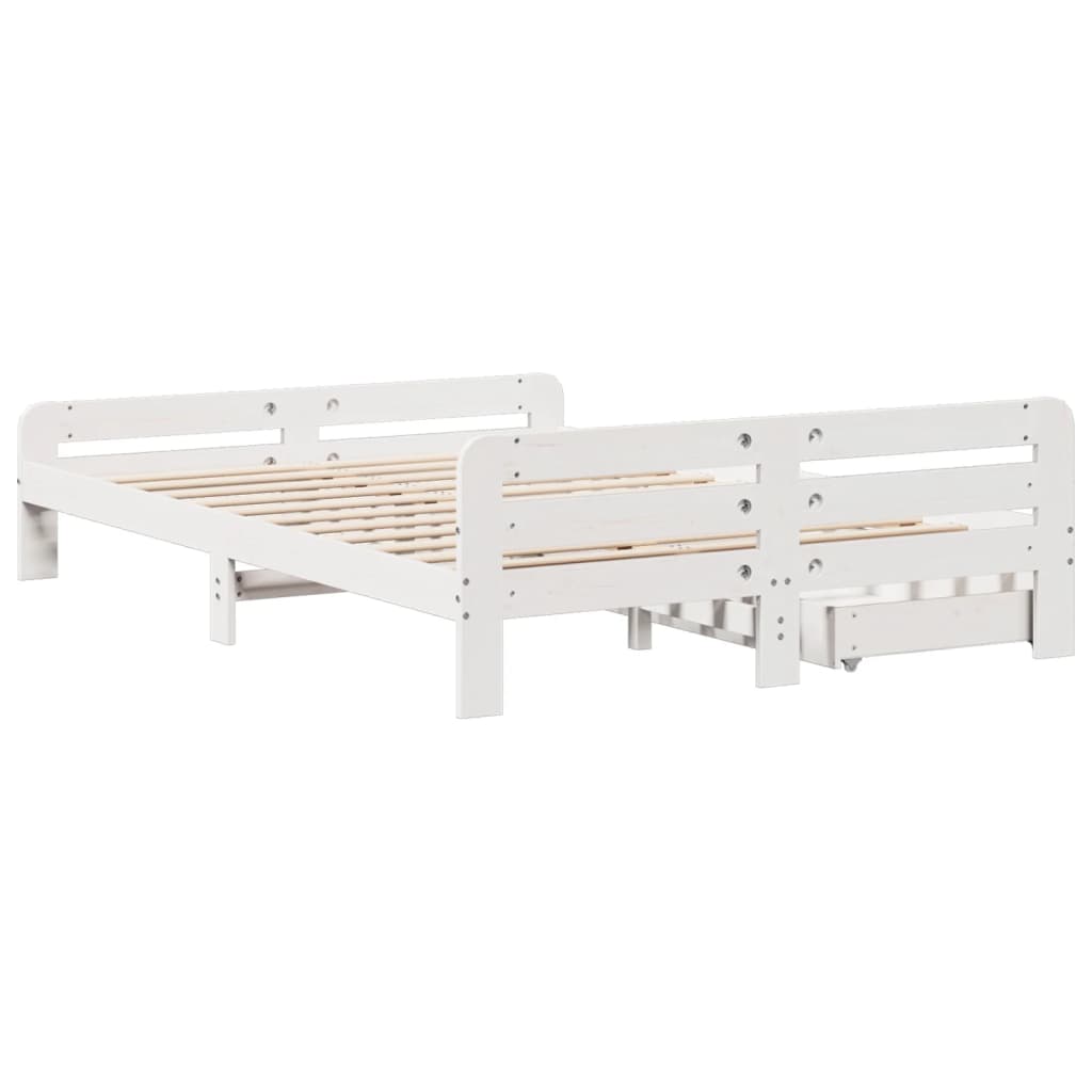 Bed frame without Mattress White 160x200 cm Solid Wood Pine