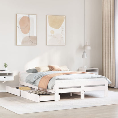 Bed frame without Mattress White 160x200 cm Solid Wood Pine