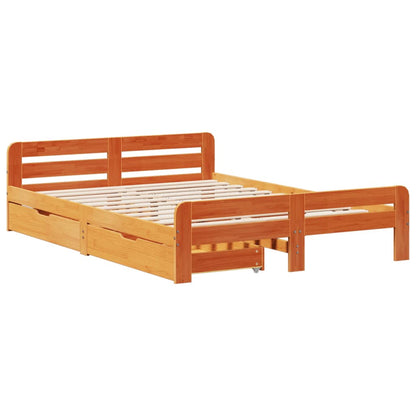 Bed frame without Mattress Wax Brown 160x200 cm Solid Wood Pine