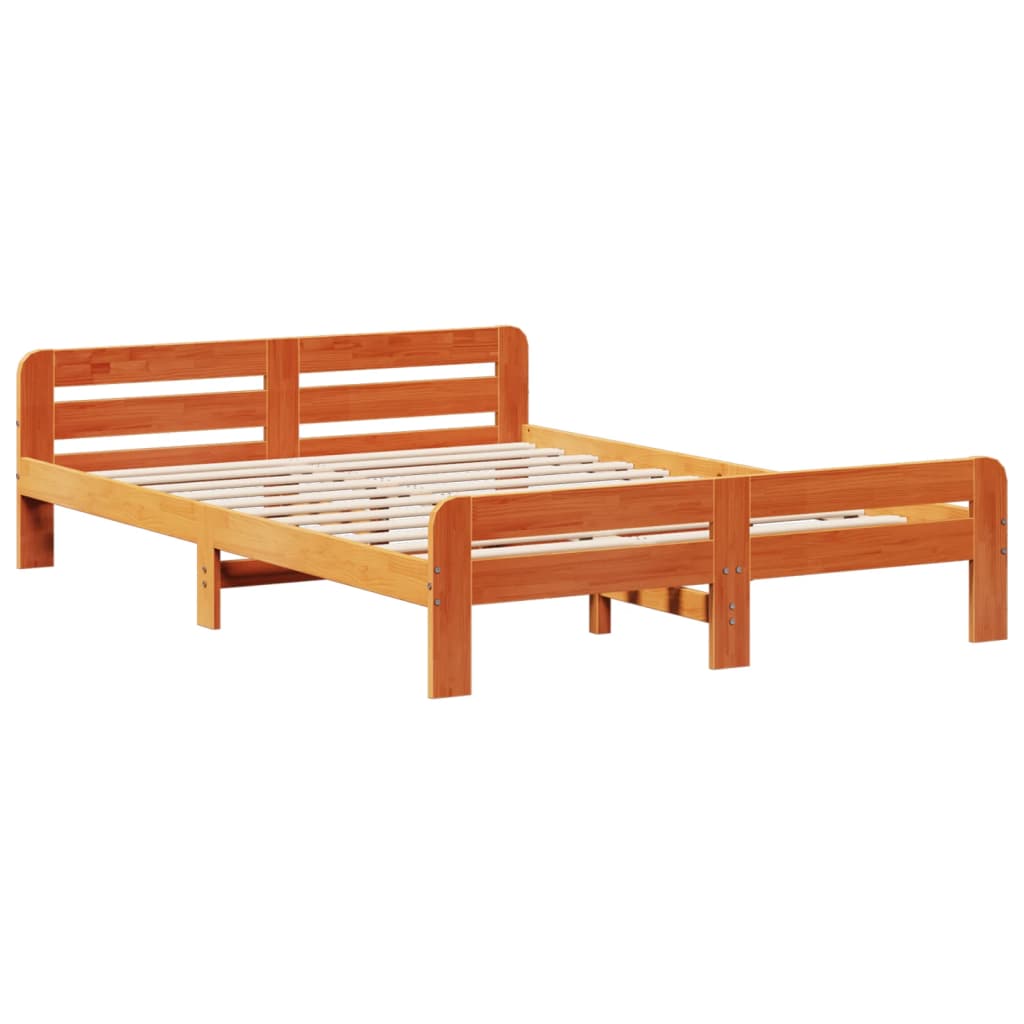 Bed frame without Mattress Wax Brown 160x200 cm Solid Wood Pine