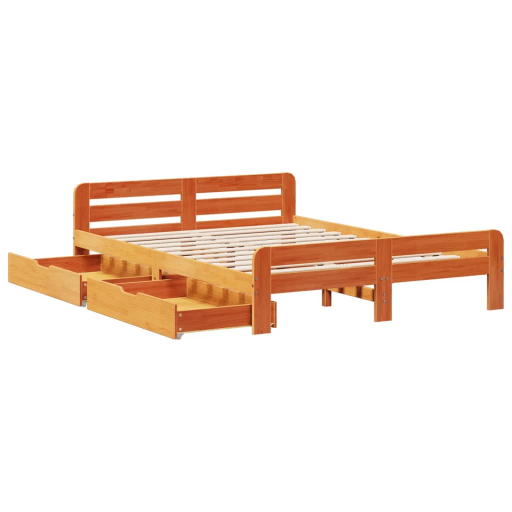 Bed frame without Mattress Wax Brown 160x200 cm Solid Wood Pine