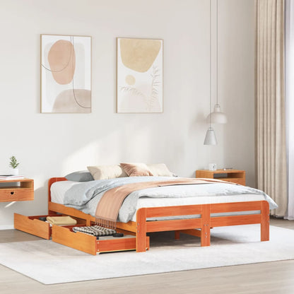 Bed frame without Mattress Wax Brown 160x200 cm Solid Wood Pine