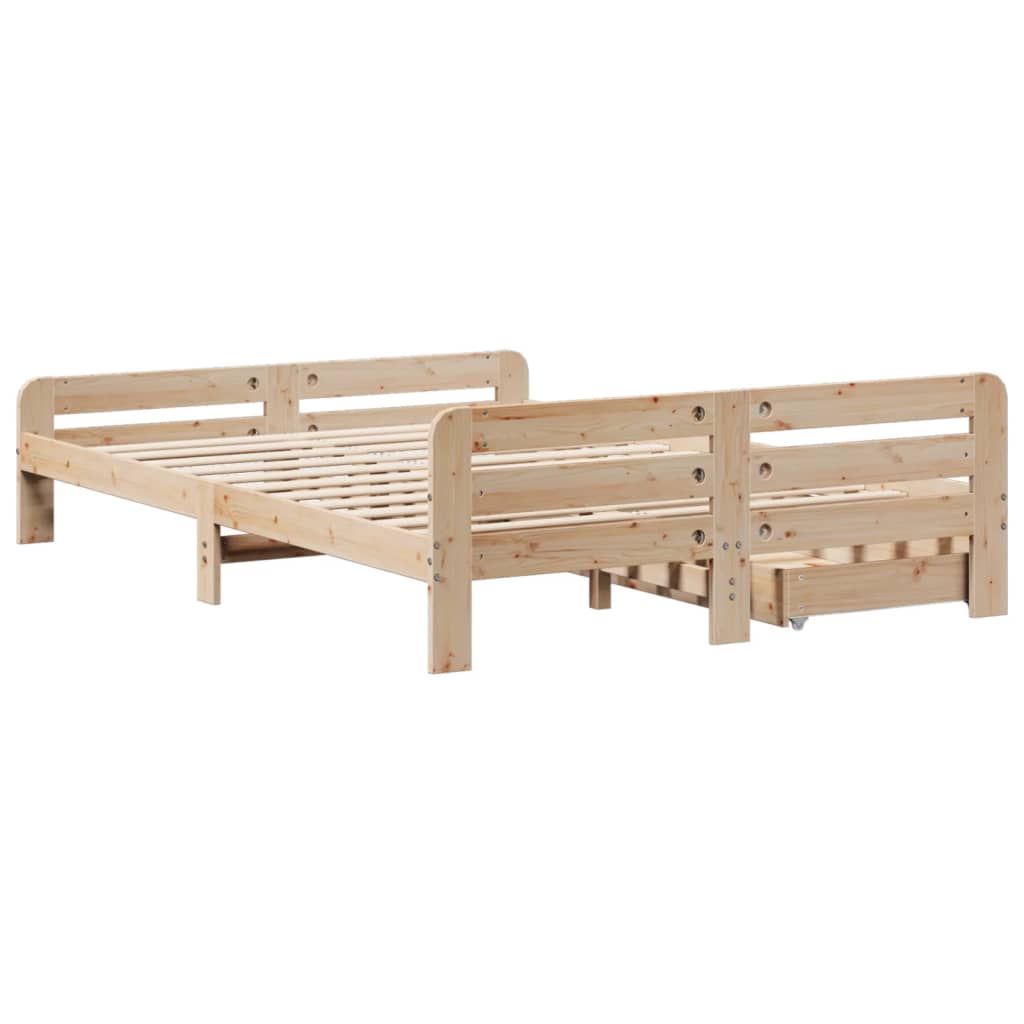 Bed frame without Mattress 150x200 cm King Size Solid Wood Pine