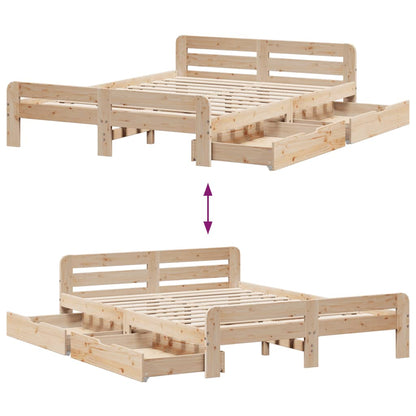 Bed frame without Mattress 150x200 cm King Size Solid Wood Pine