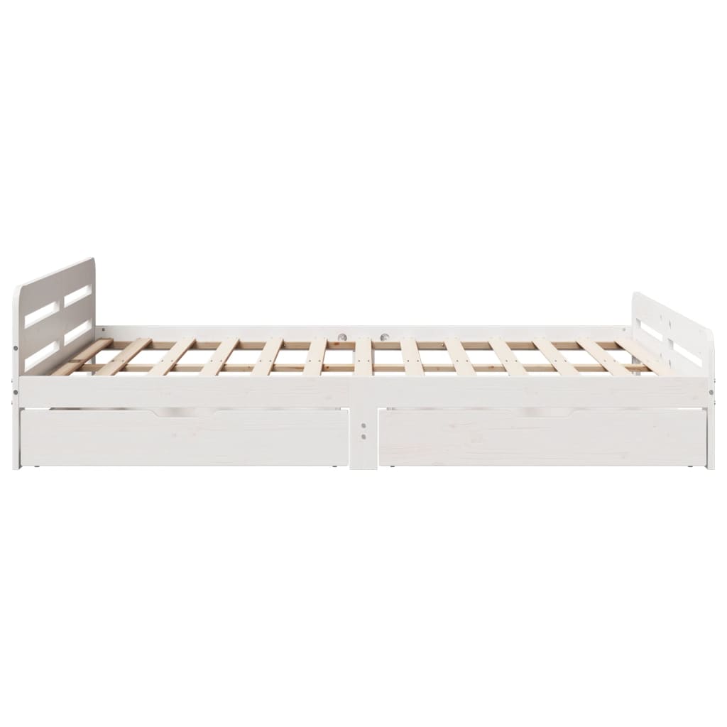 Bed frame without Mattress White 150x200 cm King Size Solid Wood Pine