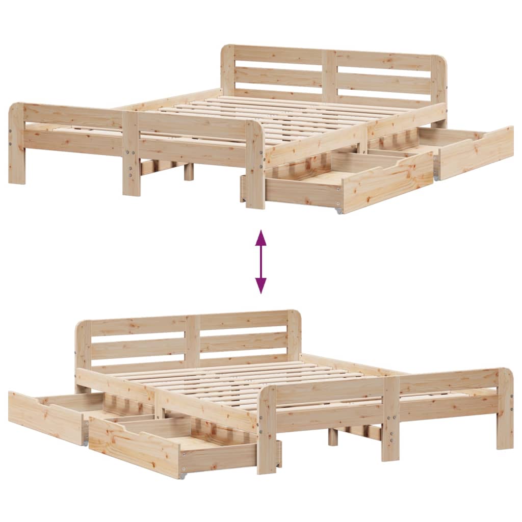 Bed frame without Mattress 140x200 cm Solid Wood Pine