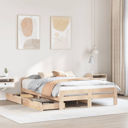 Bed frame without Mattress 140x200 cm Solid Wood Pine