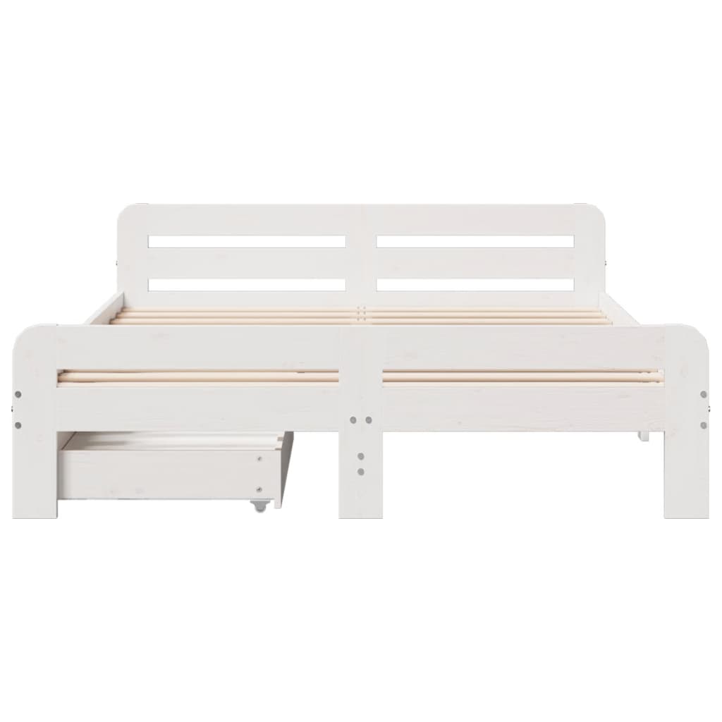 Bed frame without Mattress White 140x200 cm Solid Wood Pine