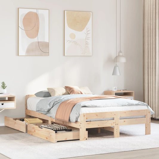 Bed frame without Mattress 120x200 cm Solid Wood Pine