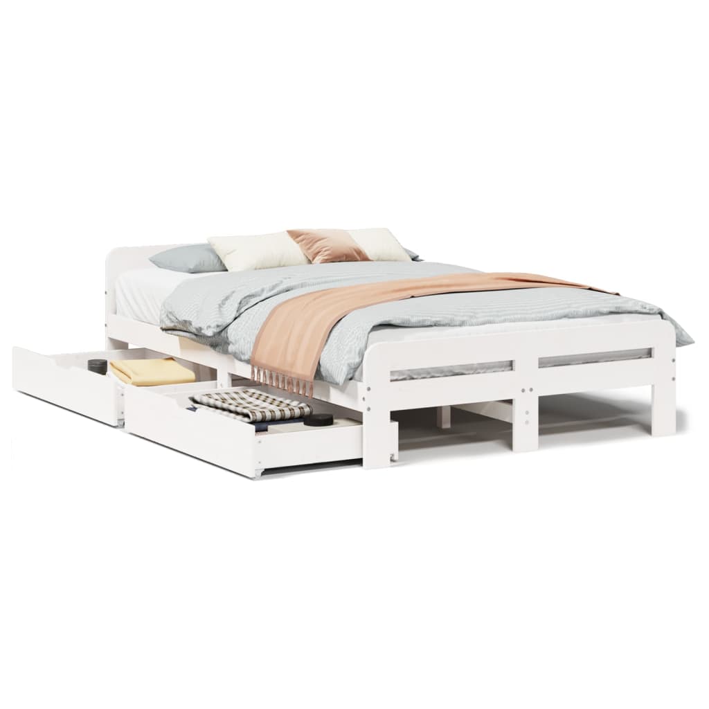 Bed frame without Mattress White 120x200 cm Solid Wood Pine