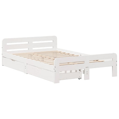 Bed frame without Mattress White 120x200 cm Solid Wood Pine