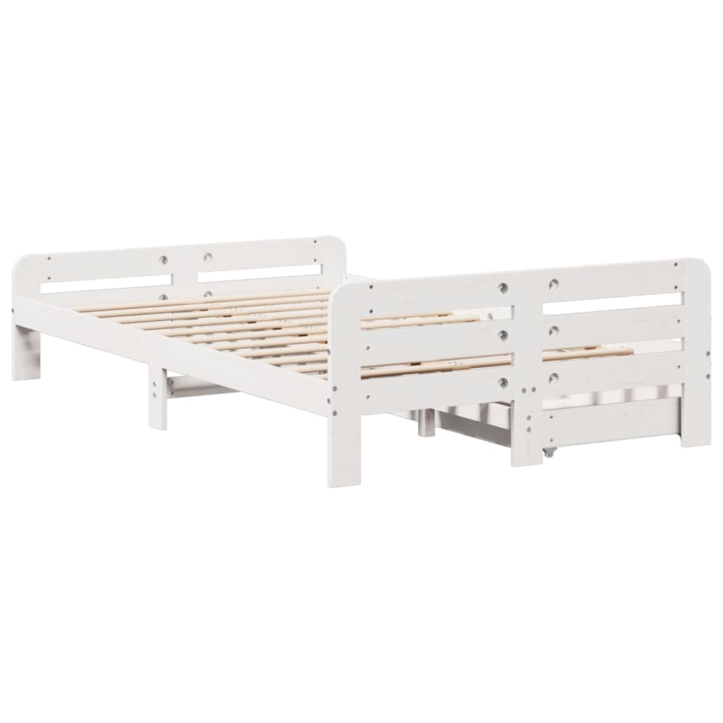 Bed frame without Mattress White 120x200 cm Solid Wood Pine