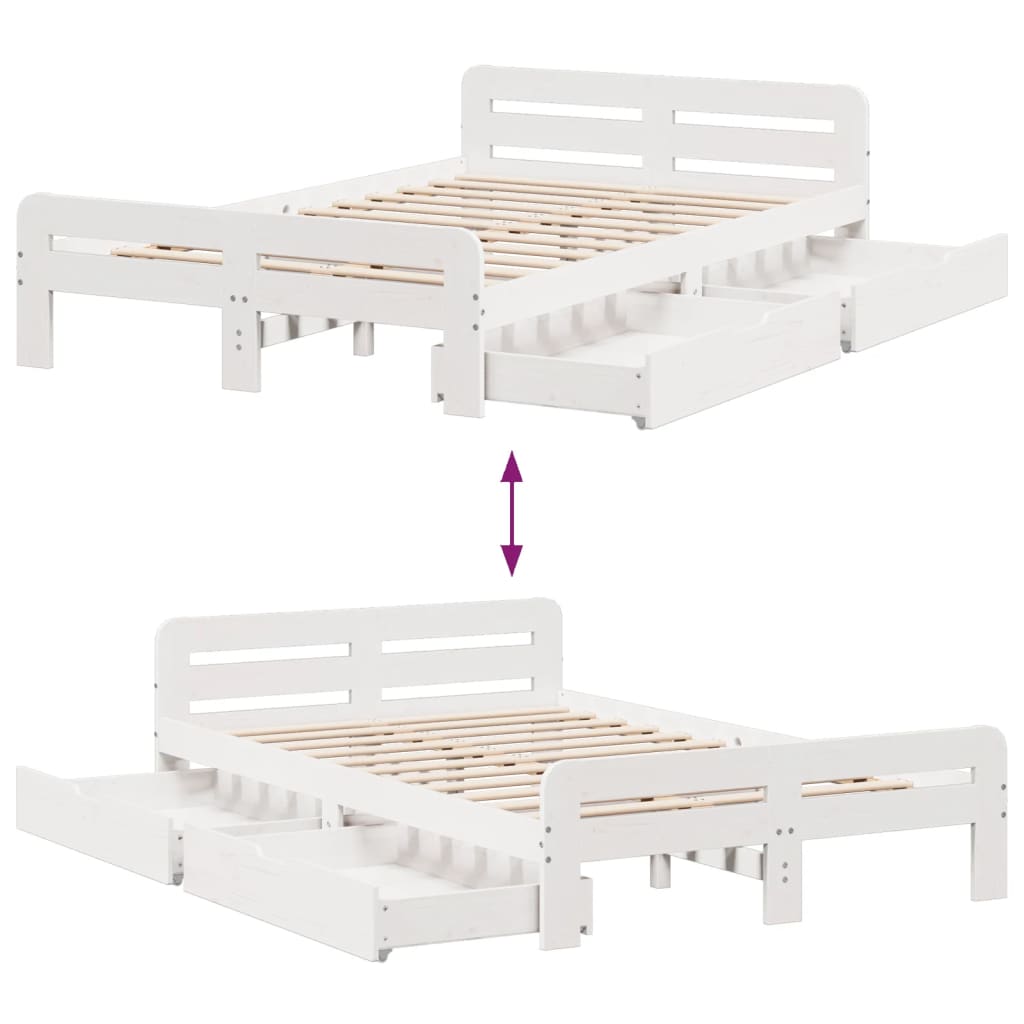 Bed frame without Mattress White 120x200 cm Solid Wood Pine