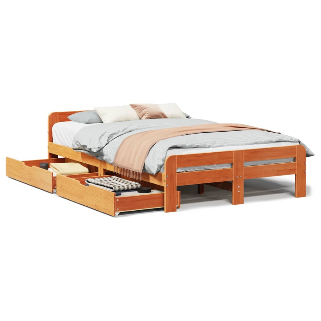 Bed frame without Mattress Wax Brown 120x200 cm Solid Wood Pine