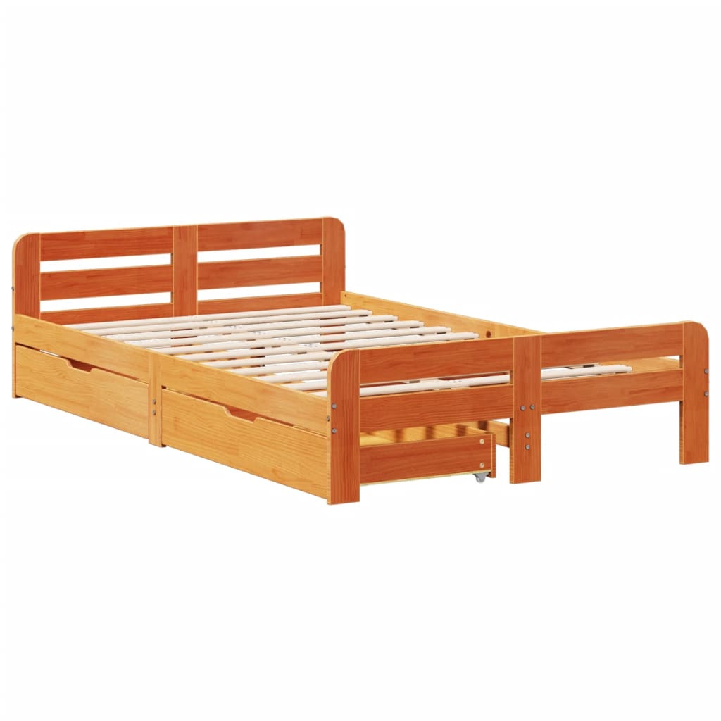 Bed frame without Mattress Wax Brown 120x200 cm Solid Wood Pine