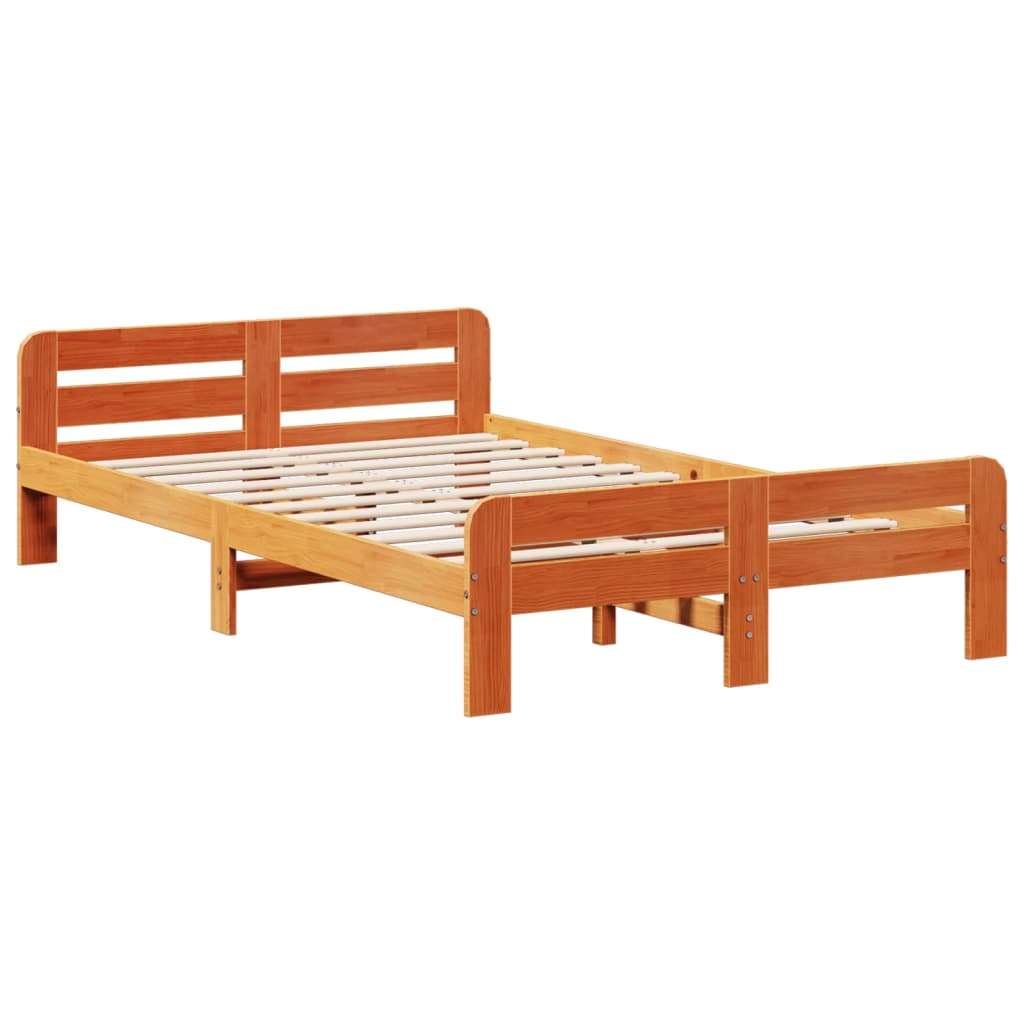 Bed frame without Mattress Wax Brown 120x200 cm Solid Wood Pine