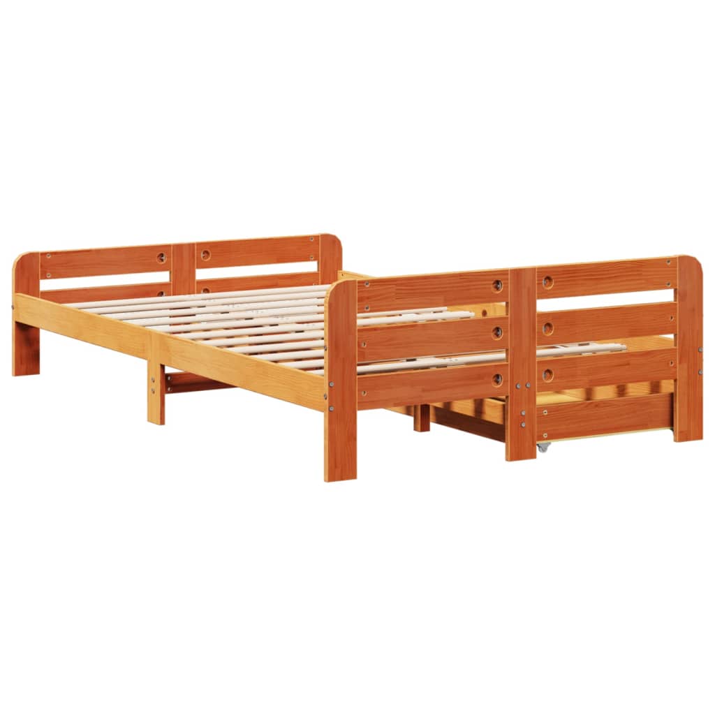 Bed frame without Mattress Wax Brown 120x200 cm Solid Wood Pine