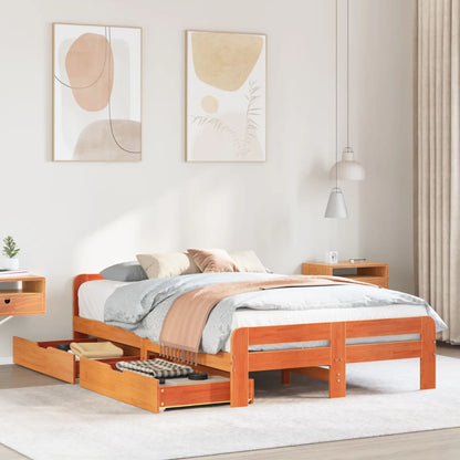 Bed frame without Mattress Wax Brown 120x200 cm Solid Wood Pine