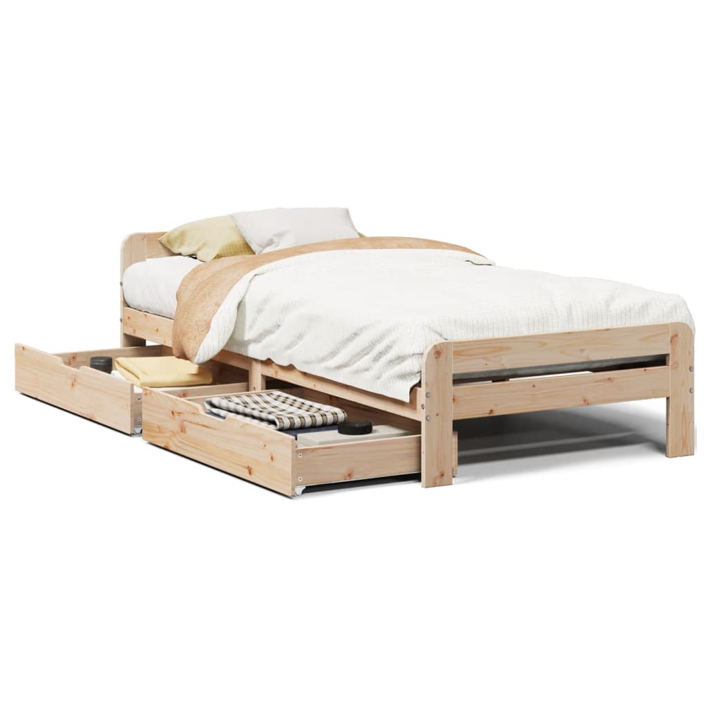 Bed frame without Mattress 100x200 cm Solid Wood Pine