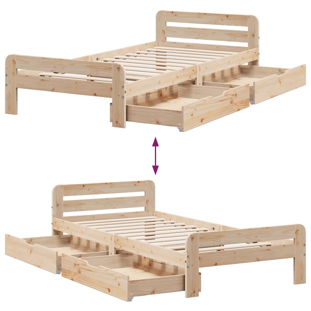 Bed frame without Mattress 100x200 cm Solid Wood Pine