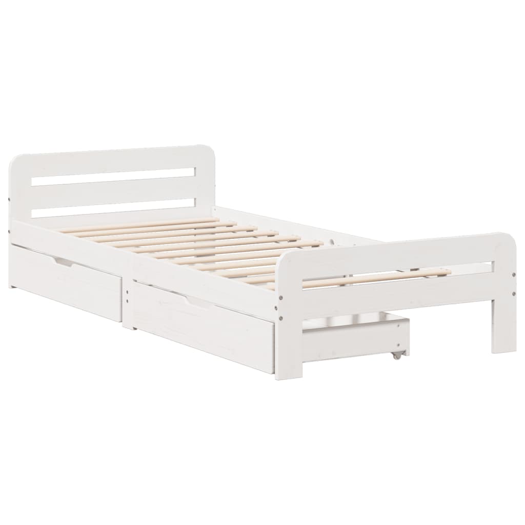 Bed frame without Mattress White 100x200 cm Solid Wood Pine