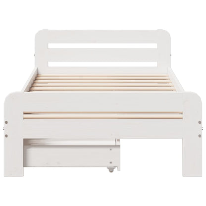 Bed frame without Mattress White 100x200 cm Solid Wood Pine