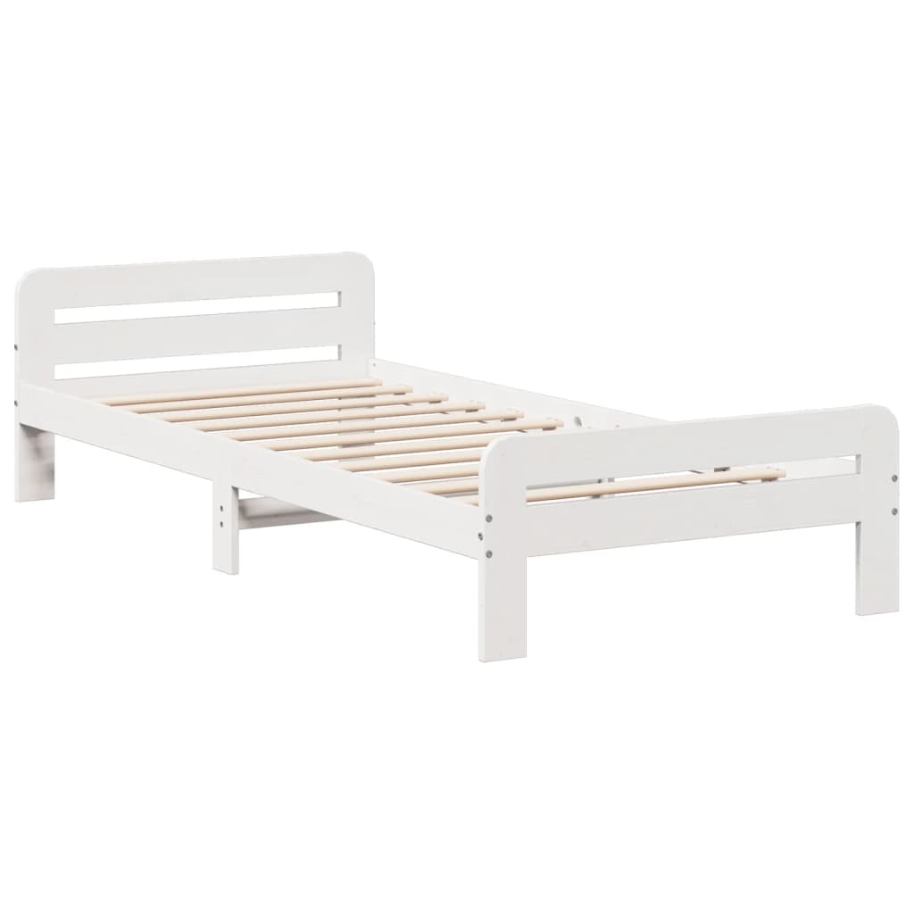 Bed frame without Mattress White 100x200 cm Solid Wood Pine