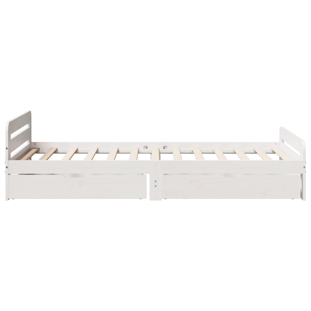 Bed frame without Mattress White 100x200 cm Solid Wood Pine