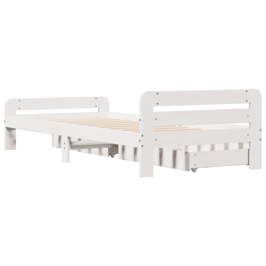 Bed frame without Mattress White 100x200 cm Solid Wood Pine