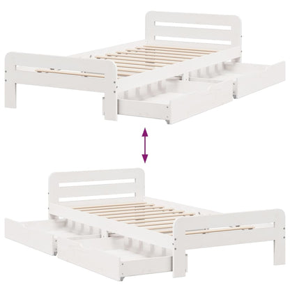 Bed frame without Mattress White 100x200 cm Solid Wood Pine