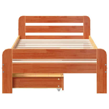 Bed frame without Mattress Wax Brown 100x200 cm Solid Wood Pine