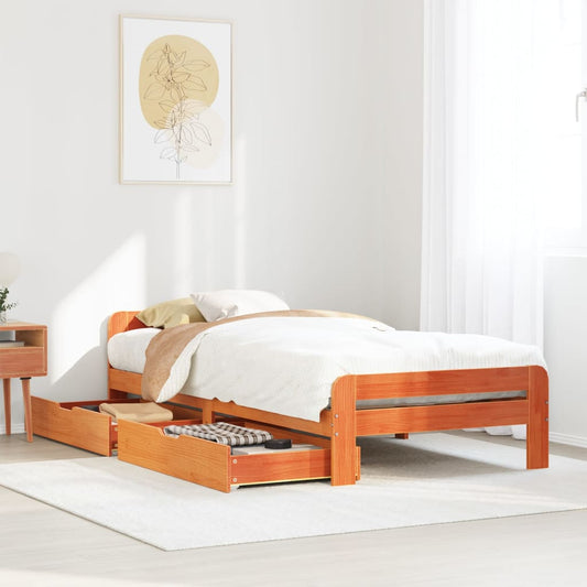 Bed frame without Mattress Wax Brown 100x200 cm Solid Wood Pine